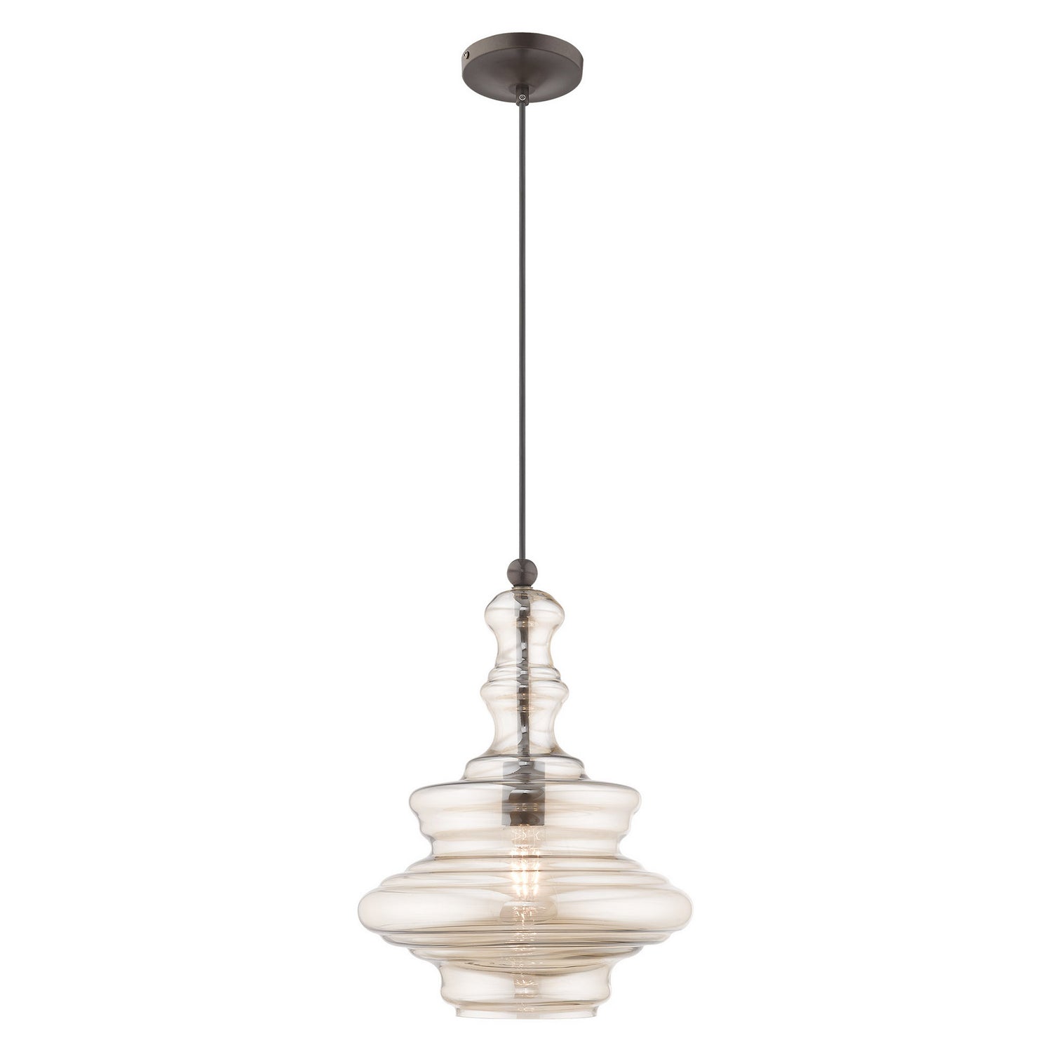 Livex Lighting - 41224-92 - One Light Mini Pendant - Hand Blown Art Glass Mini Pendants - English Bronze