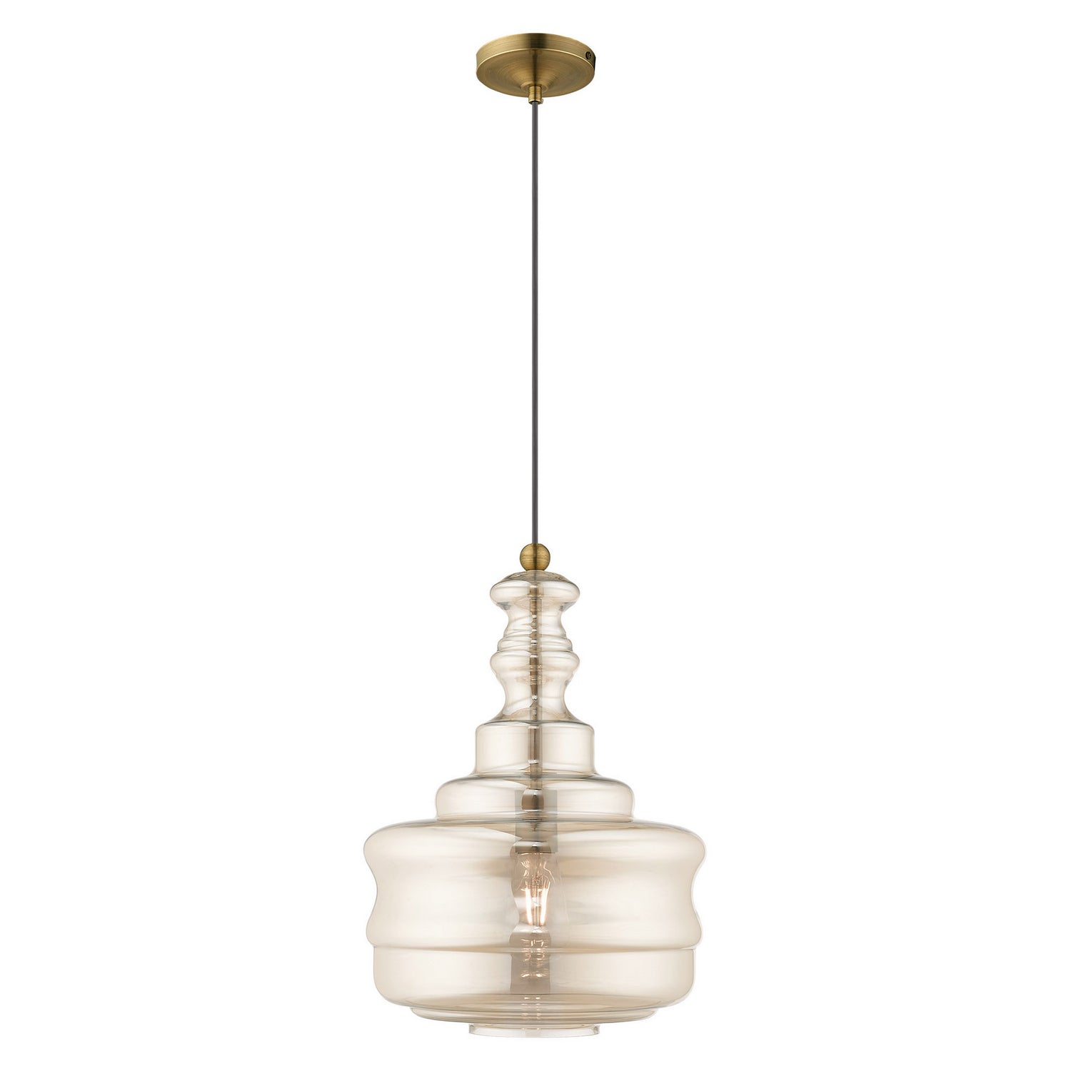 Livex Lighting - 41225-01 - One Light Mini Pendant - Hand Blown Art Glass Mini Pendants - Antique Brass