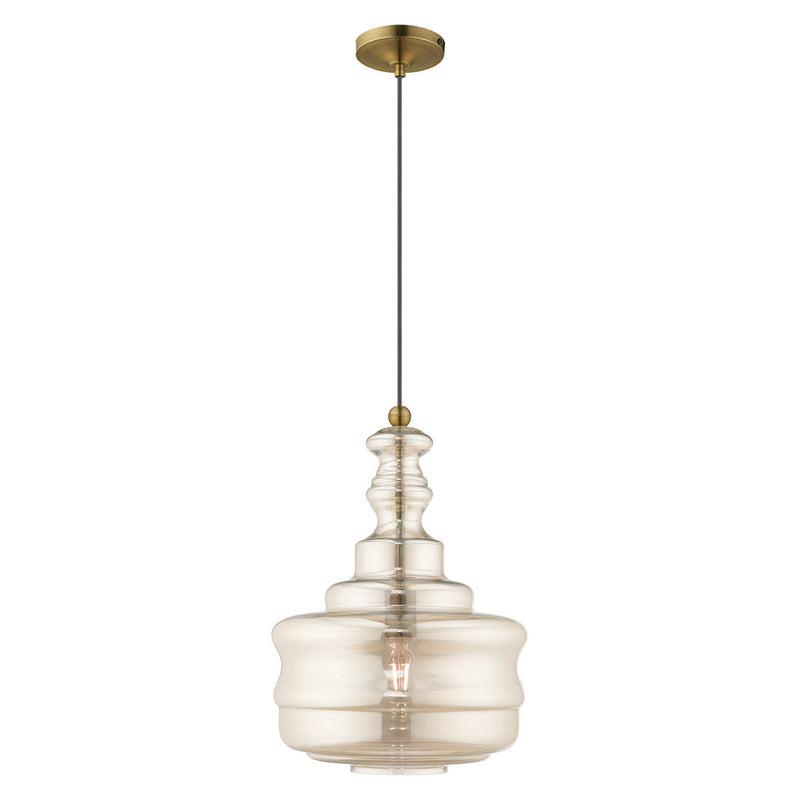 Livex Lighting - 41225-01 - One Light Mini Pendant - Hand Blown Art Glass Mini Pendants - Antique Brass