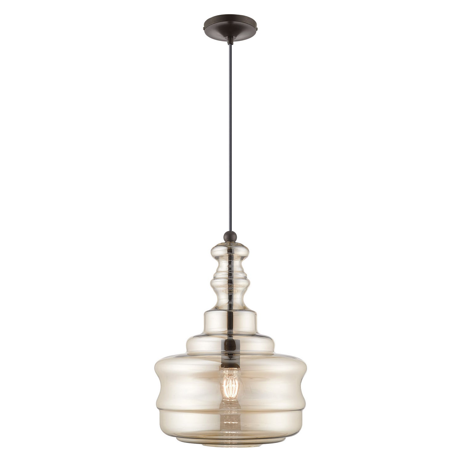 Livex Lighting - 41225-92 - One Light Mini Pendant - Hand Blown Art Glass Mini Pendants - English Bronze