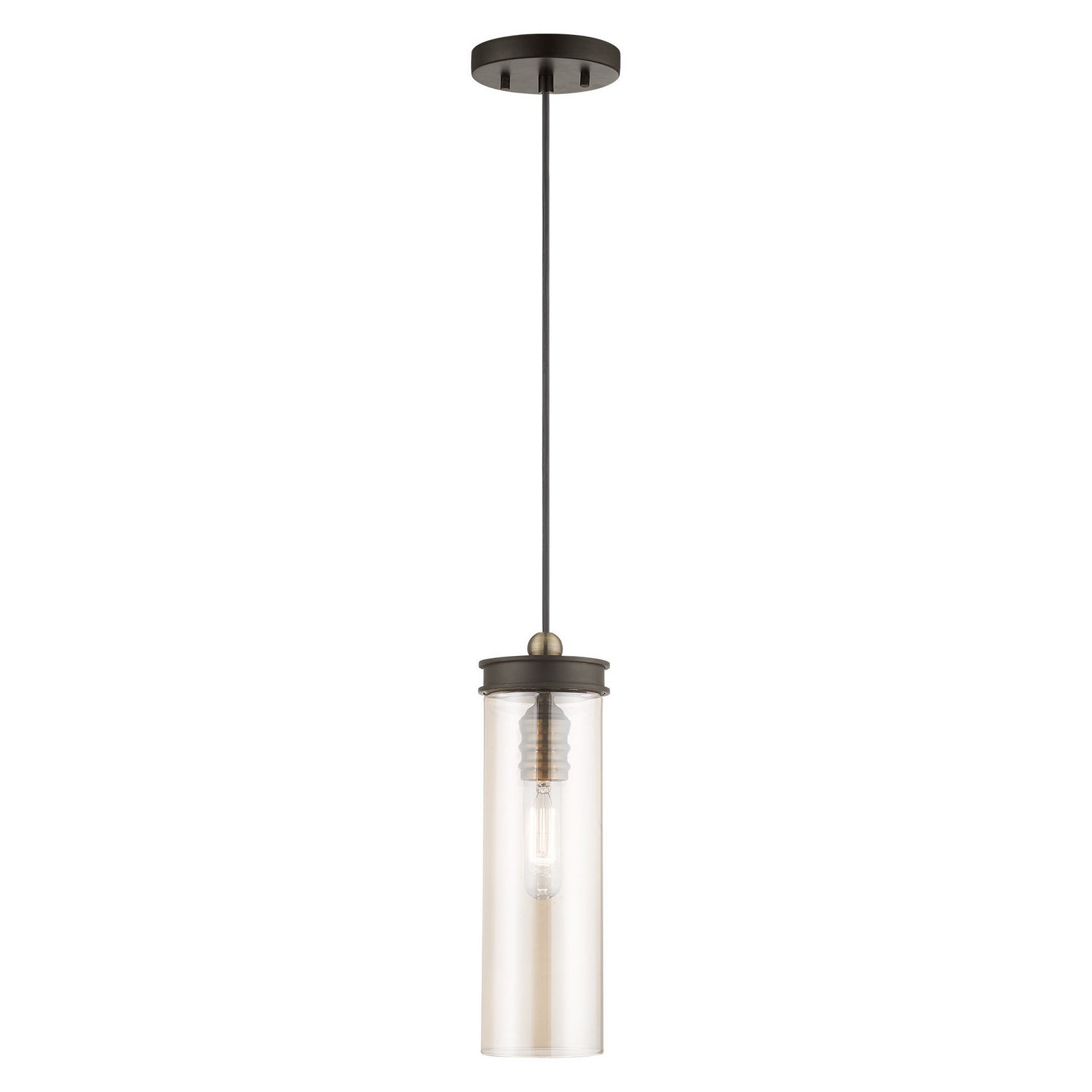 Livex Lighting - 41227-07 - One Light Mini Pendant - Devoe - Bronze w/ Antique Brasss`
