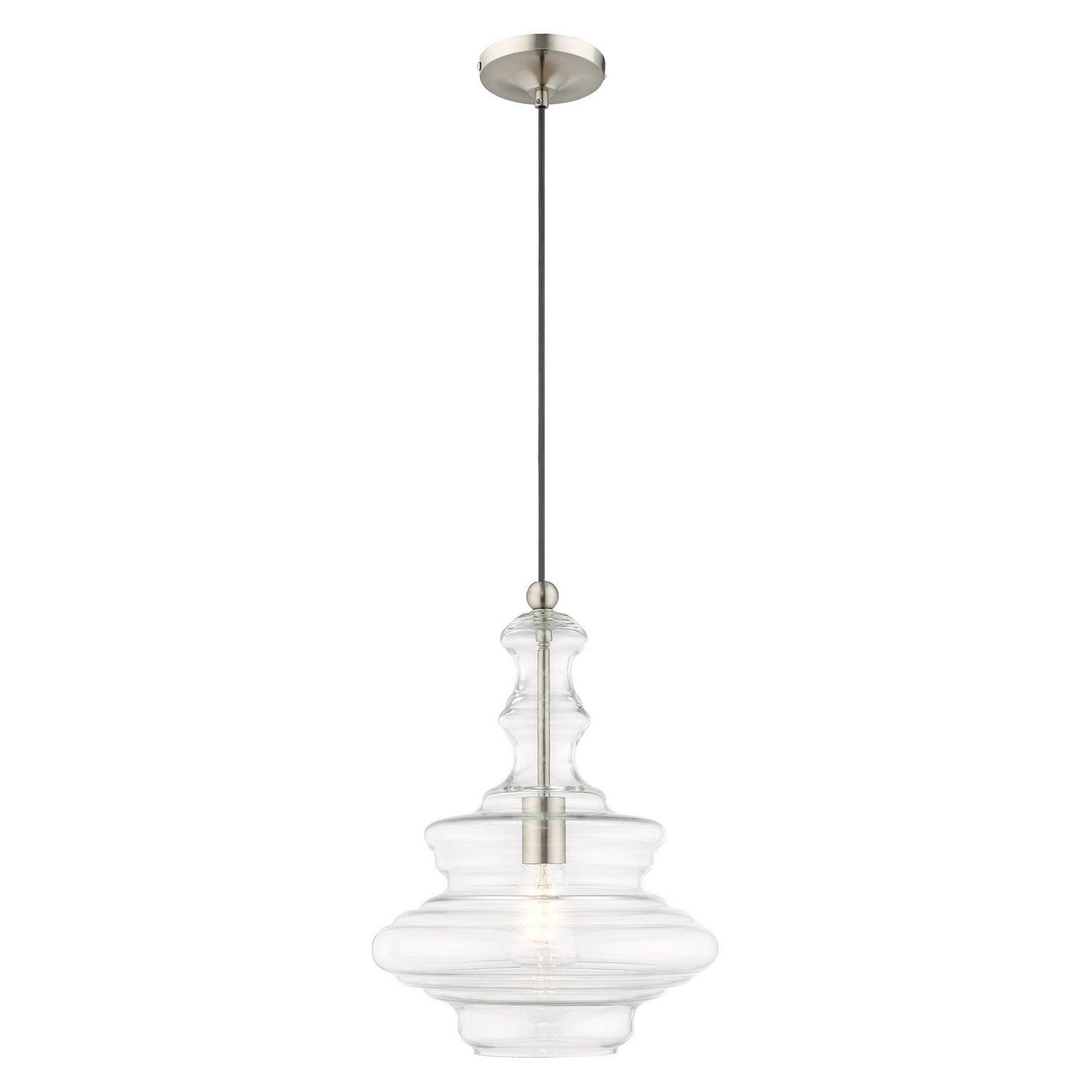 Livex Lighting - 41238-91 - One Light Mini Pendant - Hand Blown Art Glass Mini Pendants - Brushed Nickel