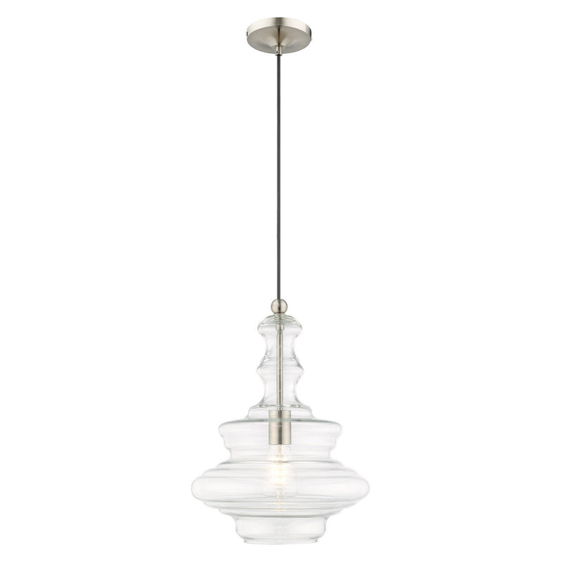 Livex Lighting - 41238-91 - One Light Mini Pendant - Hand Blown Art Glass Mini Pendants - Brushed Nickel