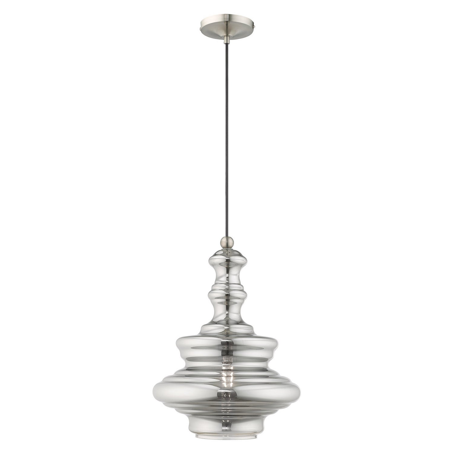 Livex Lighting - 41245-91 - One Light Mini Pendant - Hand Blown Art Glass Mini Pendants - Brushed Nickel