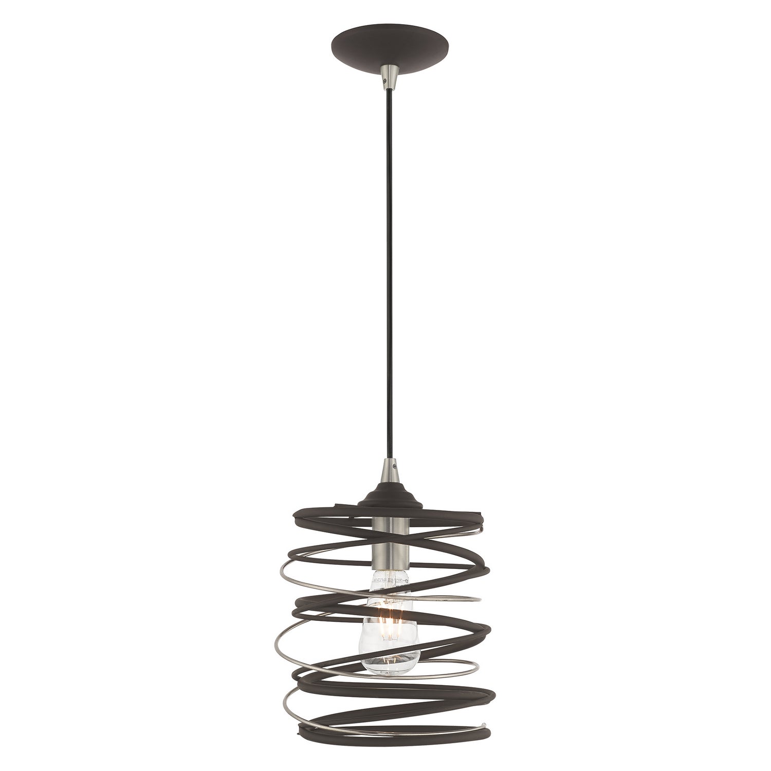 Livex Lighting - 41320-07 - One Light Mini Pendant - Pendants - Bronze w/ Brushed Nickel