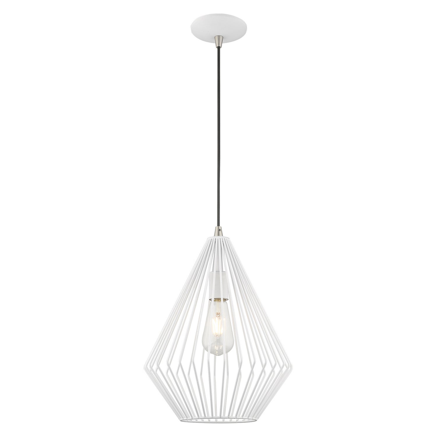 Livex Lighting - 41325-03 - One Light Mini Pendant - Linz - White w/ Brushed Nickels