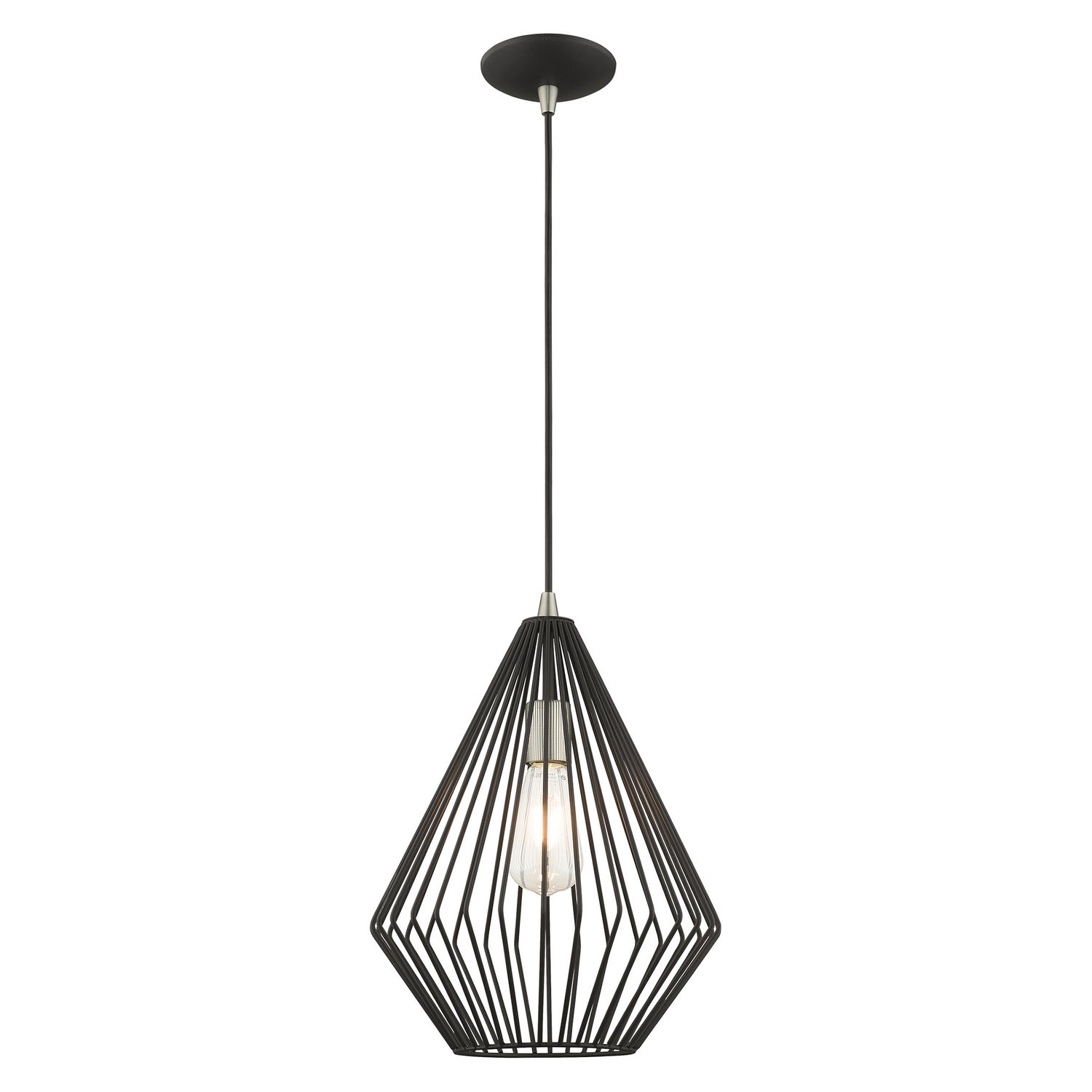 Livex Lighting - 41325-04 - One Light Mini Pendant - Linz - Black w/ Brushed Nickels