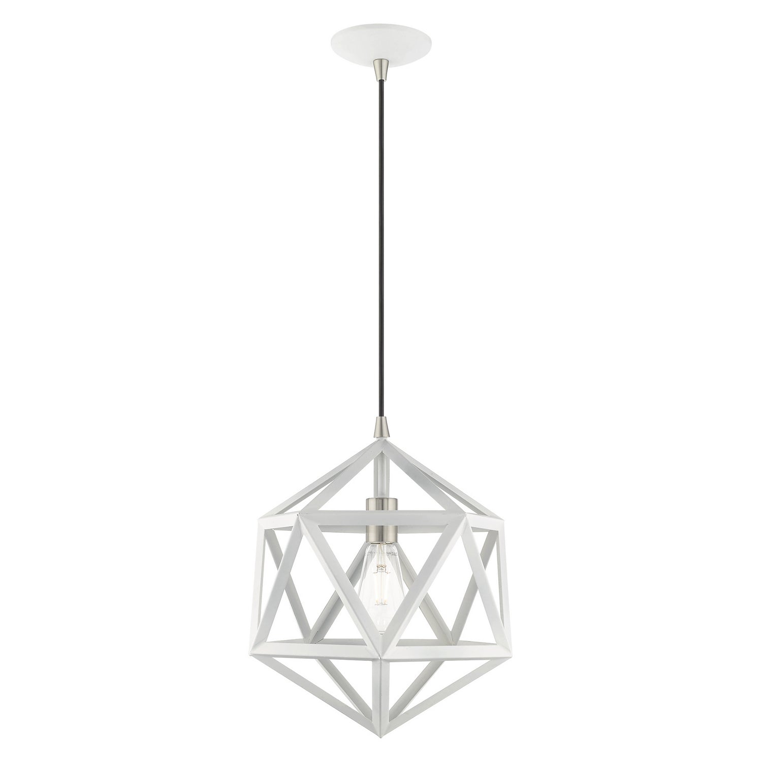 Livex Lighting - 41328-03 - One Light Mini Pendant - Ashland - White w/ Brushed Nickels