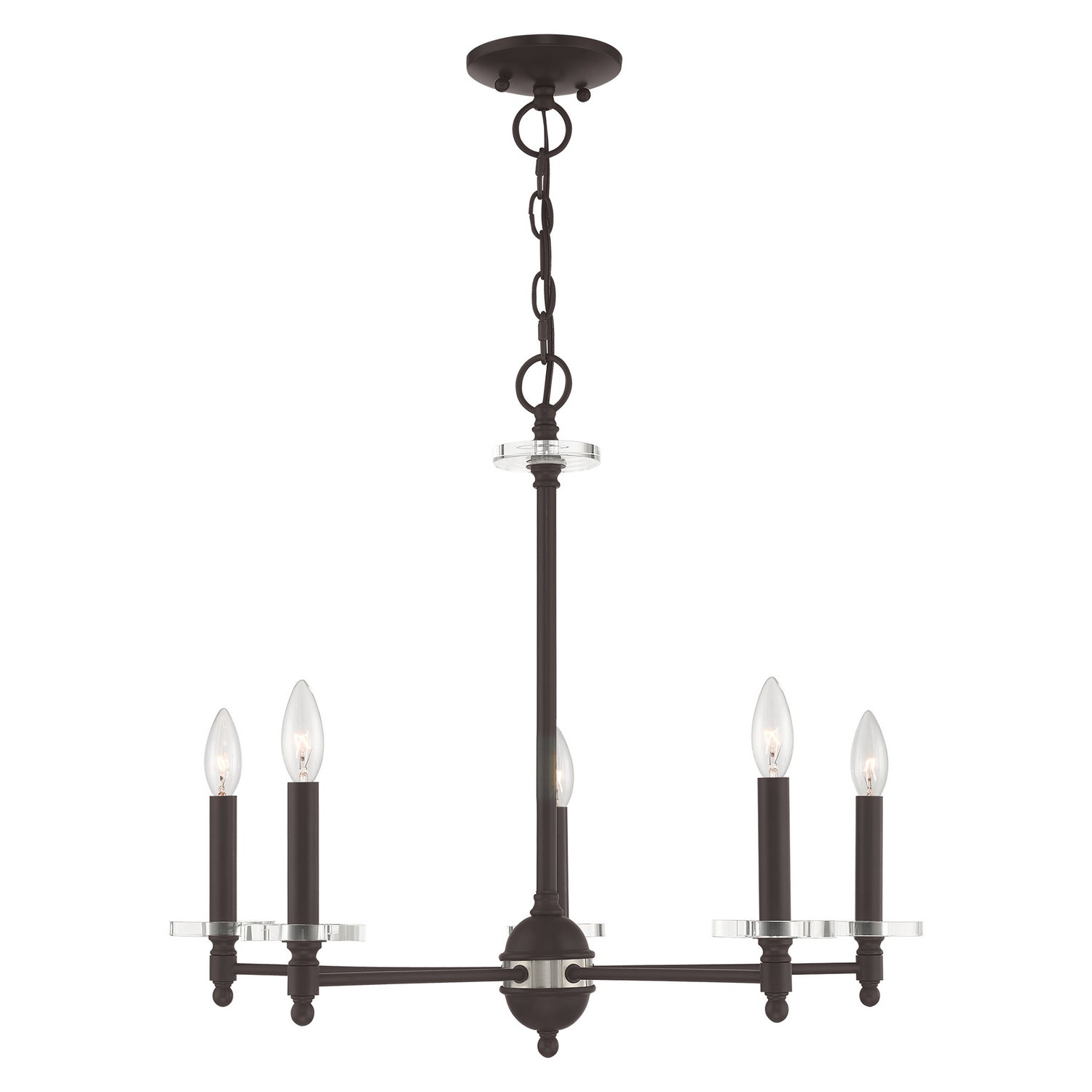 Livex Lighting - 42705-07 - Five Light Chandelier - Bennington - Bronze w/ Brushed Nickel