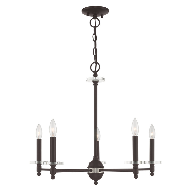 Livex Lighting - 42705-07 - Five Light Chandelier - Bennington - Bronze w/ Brushed Nickel