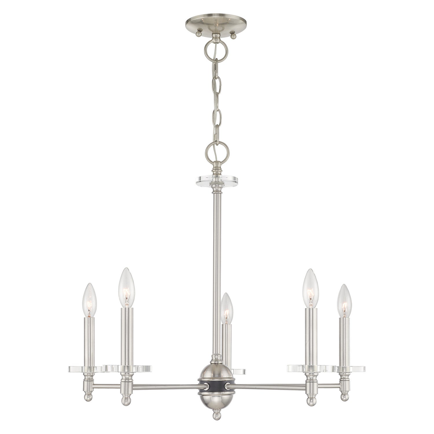 Livex Lighting - 42705-91 - Five Light Chandelier - Bennington - Brushed Nickel w/ Bronze