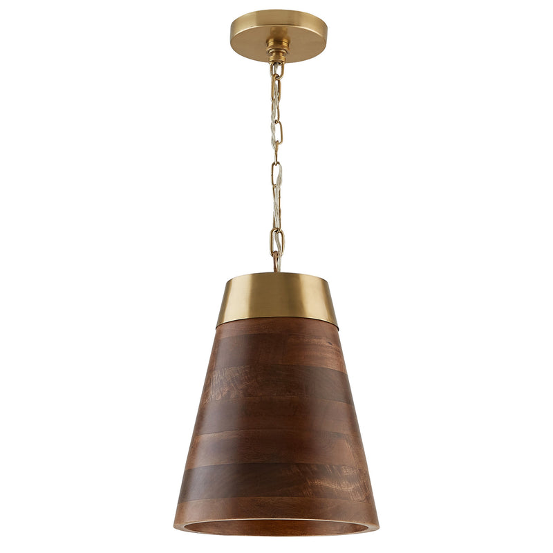 Capital Lighting - 330314WR - One Light Pendant - Dodd - Dark Wood and True Brass