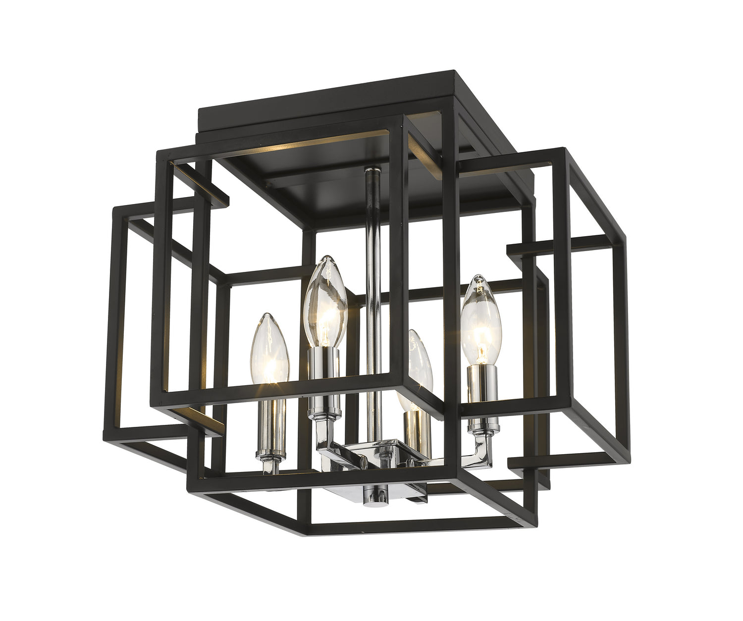 Z-Lite - 454F-BK-CH - Four Light Flush Mount - Titania - Black + Chrome