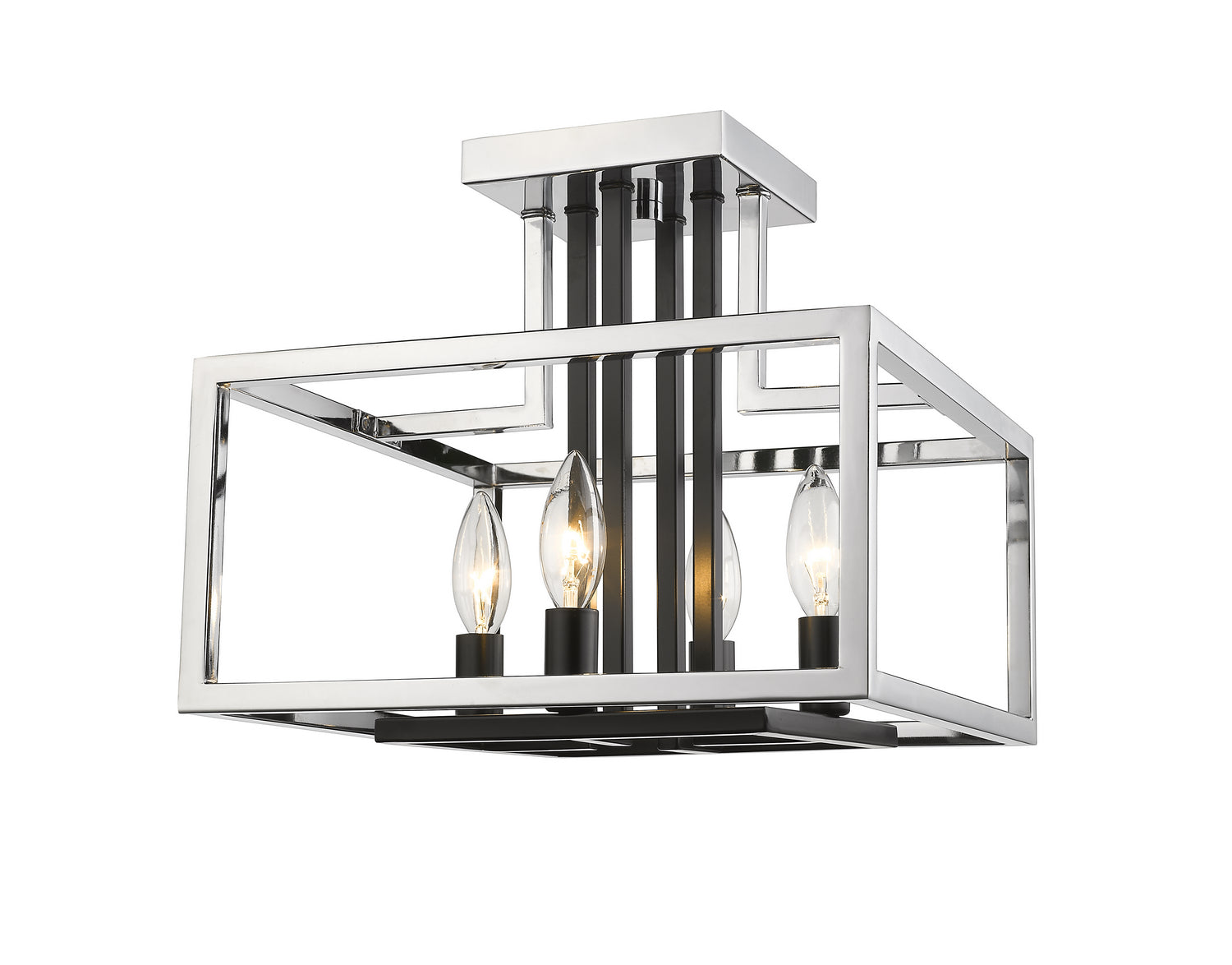 Z-Lite - 456SF-CH-BK - Four Light Semi Flush Mount - Quadra - Chrome + Matte Black