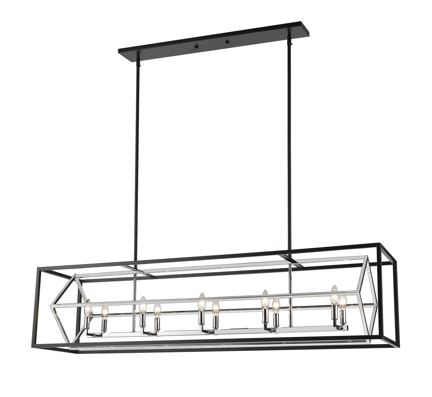 Z-Lite - 457-10L-CH-MB - Ten Light Linear Chandelier - Euclid - Chrome + Matte Black