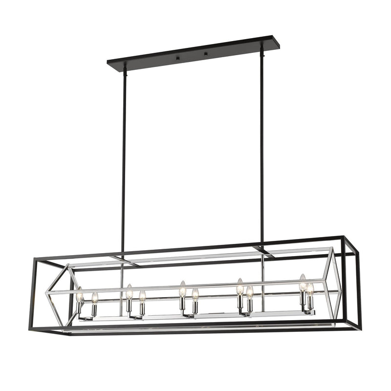 Z-Lite - 457-10L-CH-MB - Ten Light Linear Chandelier - Euclid - Chrome + Matte Black