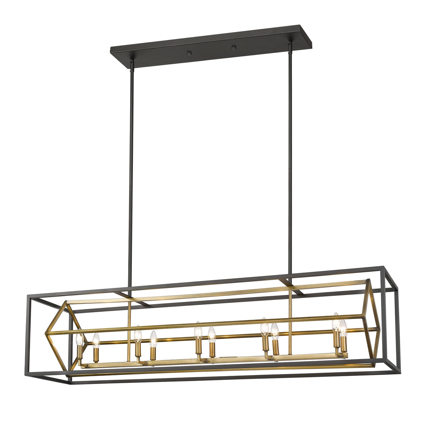 Z-Lite - 457-10L-OBR-BRZ - Ten Light Linear Chandelier - Euclid - Olde Brass + Bronze