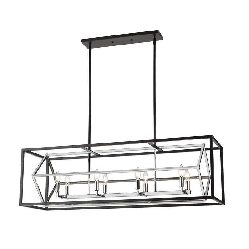 Z-Lite - 457-8L-CH-MB - Eight Light Linear Chandelier - Euclid - Chrome + Matte Black