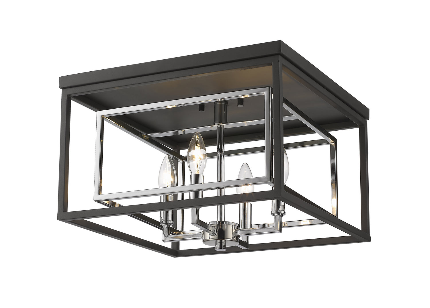 Z-Lite - 457F-CH-MB - Four Light Flush Mount - Euclid - Chrome + Matte Black