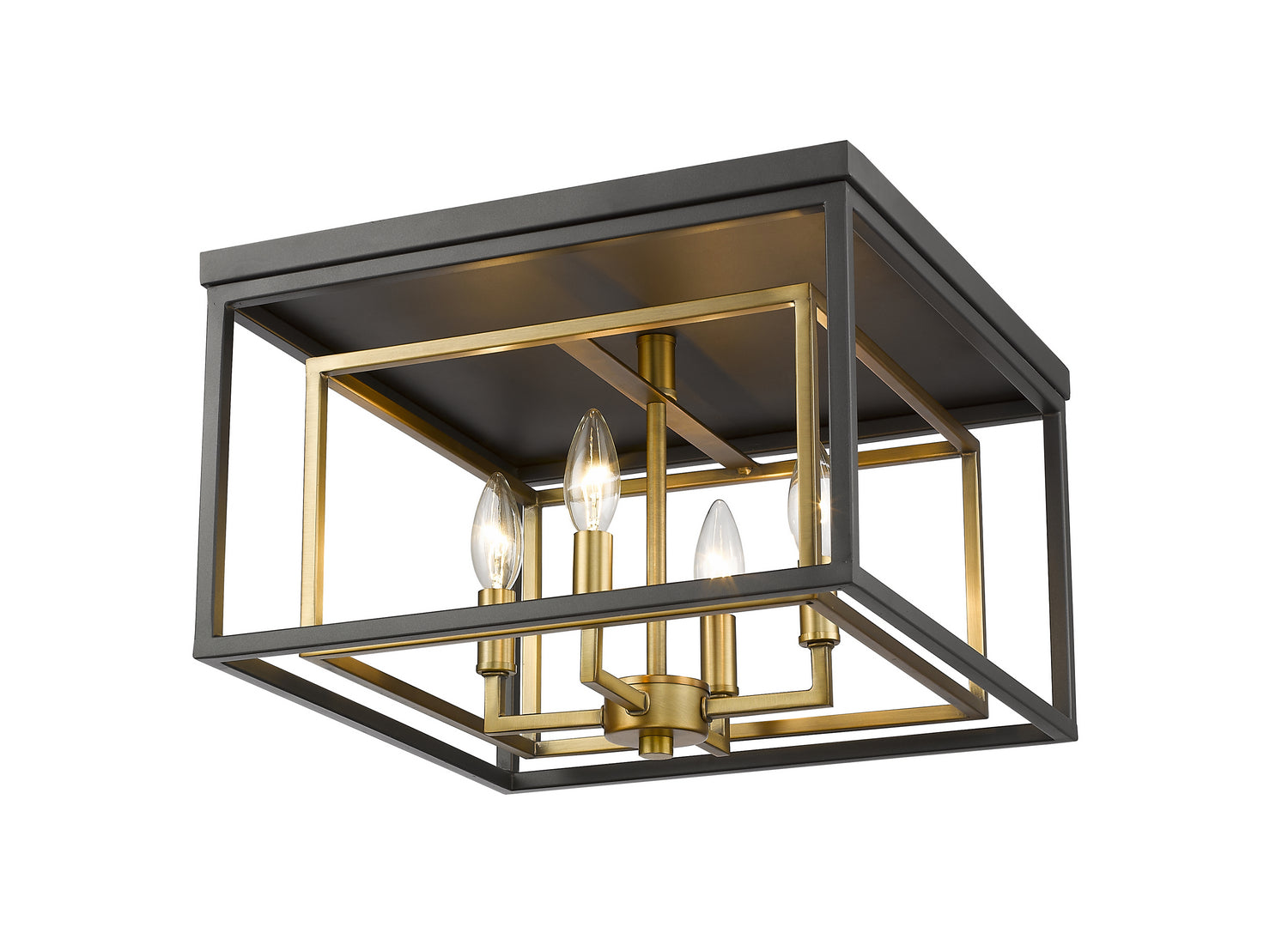 Z-Lite - 457F-OBR-BRZ - Four Light Flush Mount - Euclid - Olde Brass + Bronze