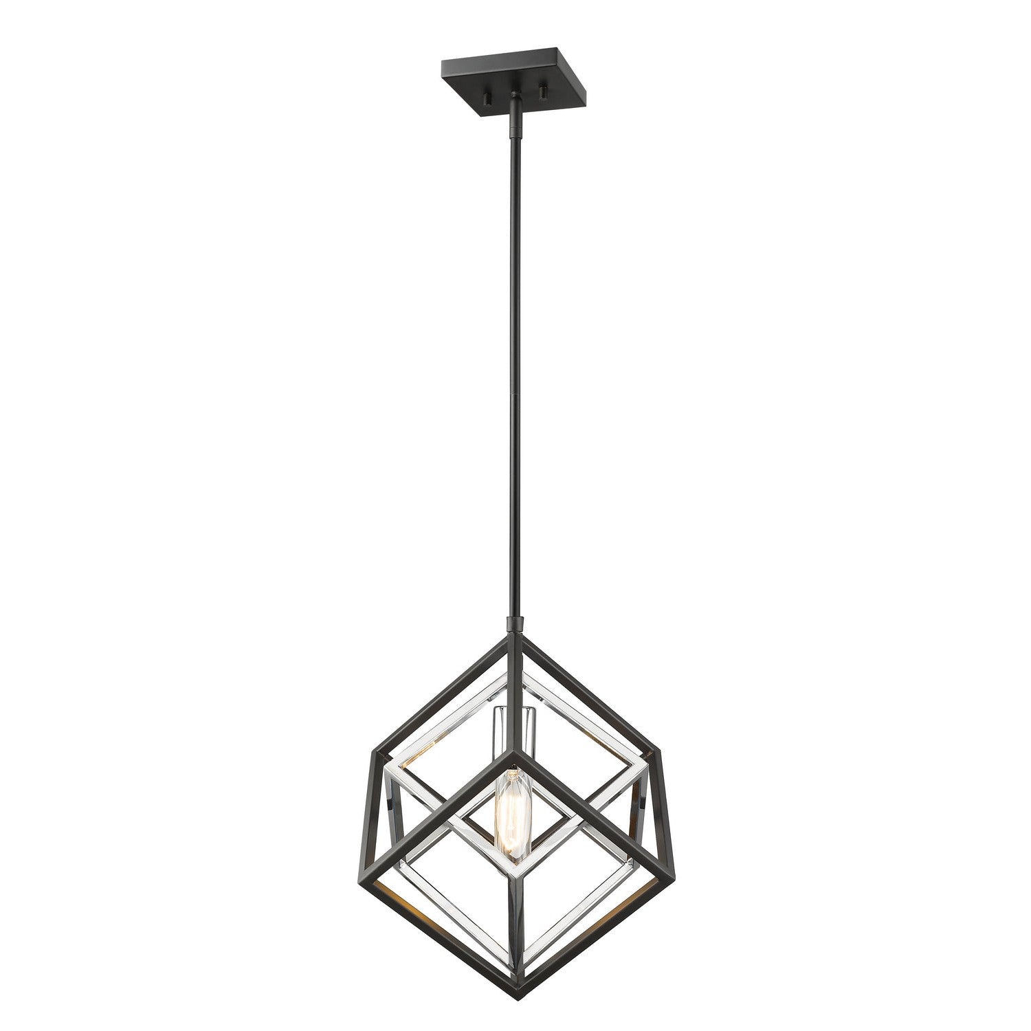 Z-Lite - 457MP-CH-MB - One Light Pendant - Euclid - Chrome + Matte Black