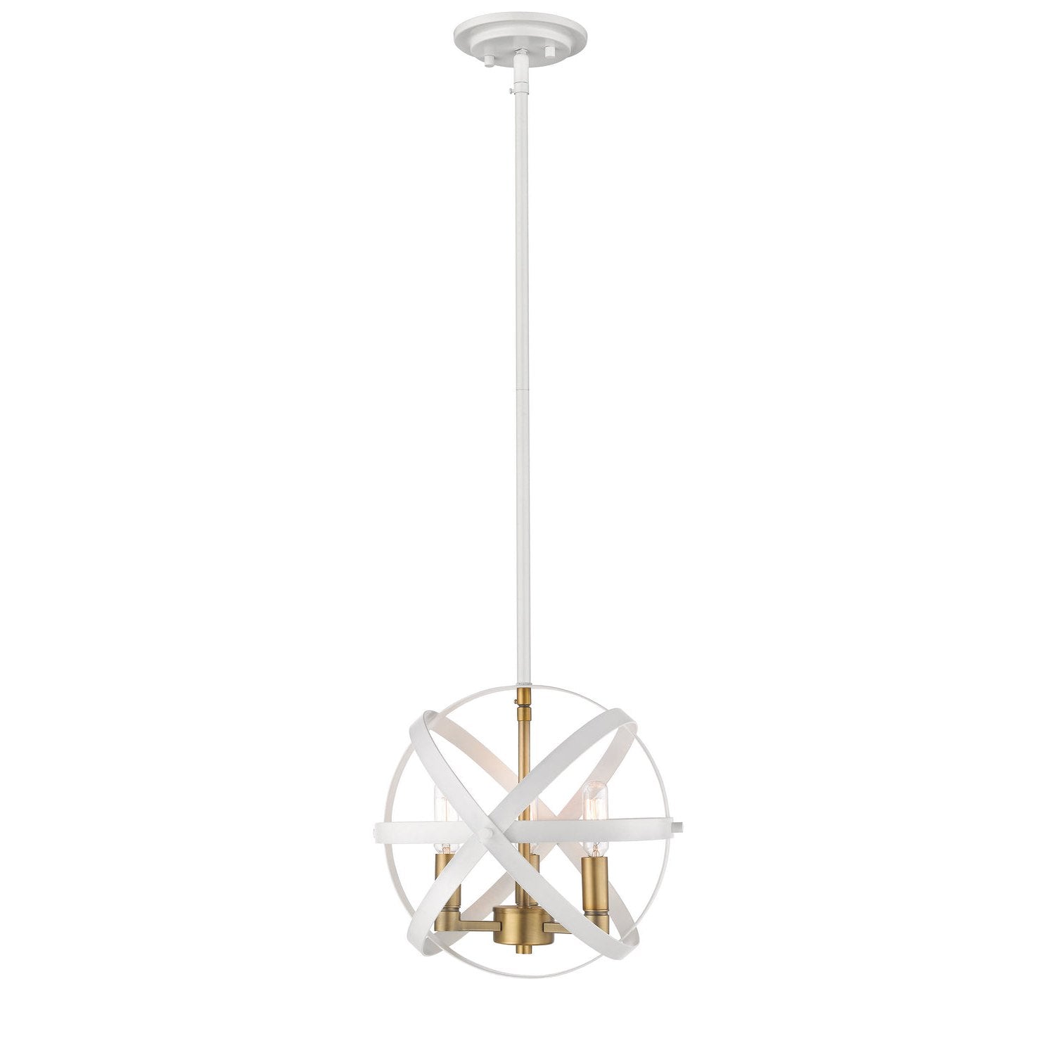 Z-Lite - 463-12HWH-OBR - Three Light Pendant - Cavallo - Hammered White + Olde Brass
