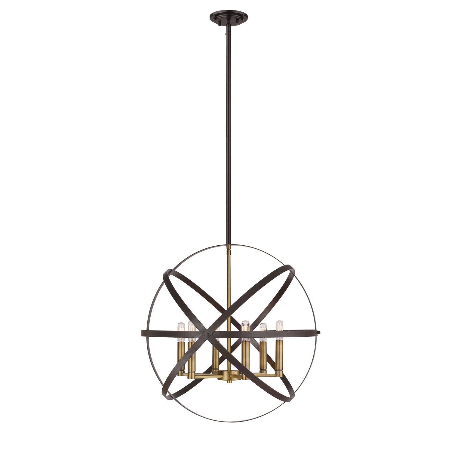 Z-Lite - 463-24HBRZ-OBR - Six Light Chandelier - Cavallo - Hammered Bronze + Olde Brass