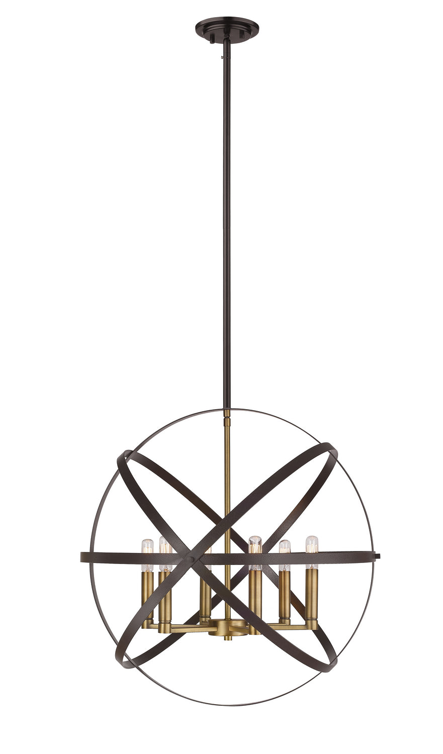 Z-Lite - 463-24HBRZ-OBR - Six Light Chandelier - Cavallo - Hammered Bronze + Olde Brass