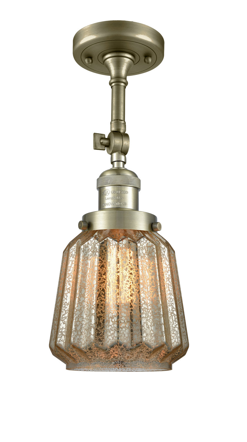 Innovations - 201F-AB-G146 - One Light Semi-Flush Mount - Franklin Restoration - Antique Brass