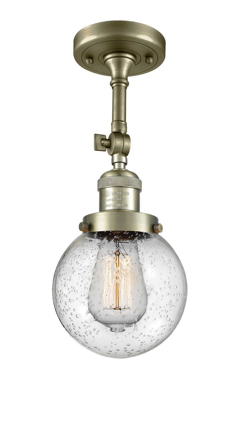 Innovations - 201F-AB-G204-6 - One Light Semi-Flush Mount - Franklin Restoration - Antique Brass