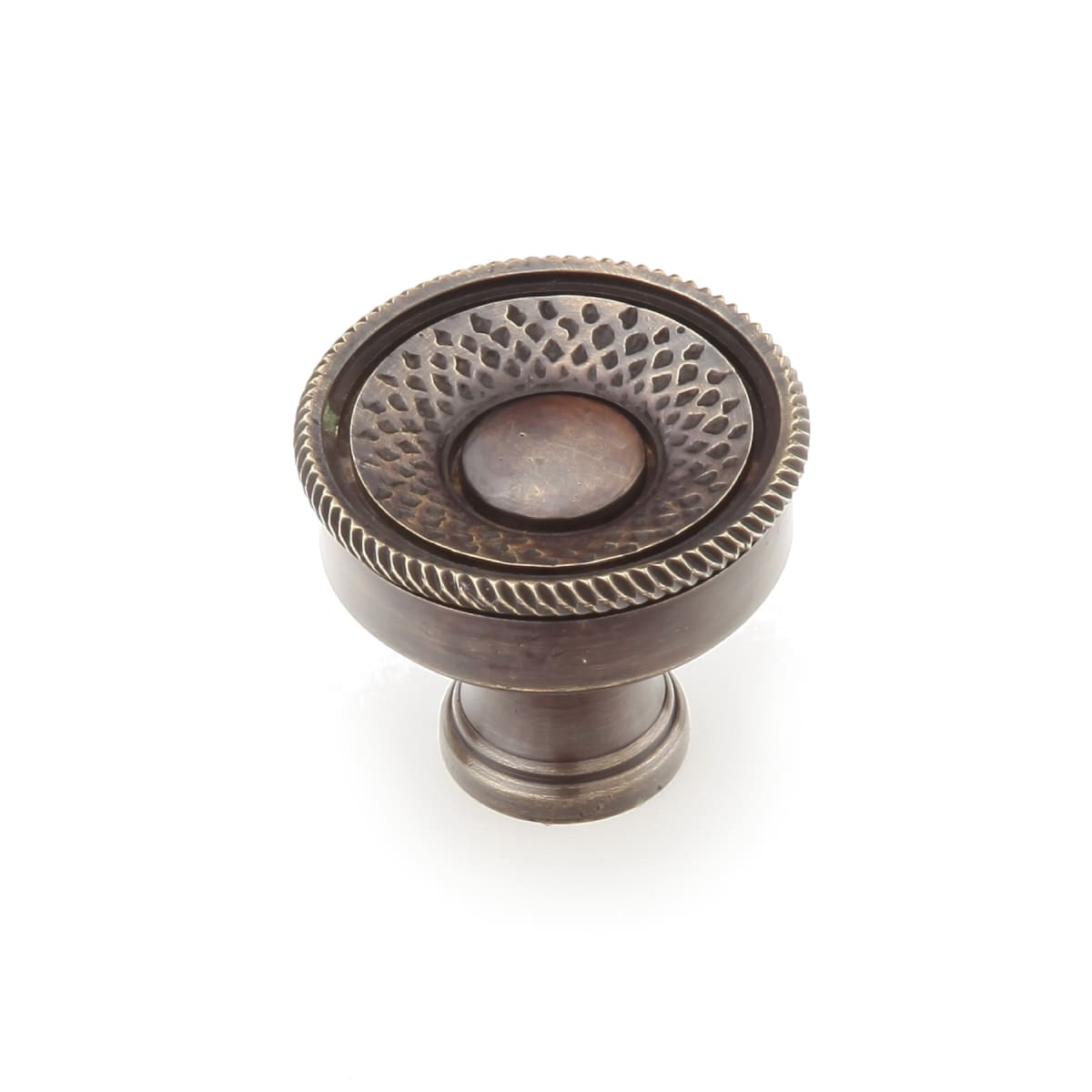 Symphony - Sonata 1-1/4" Round Solid Brass Rope Edge Embossed Luxury Hand Crafted Cabinet / Drawer Knob
