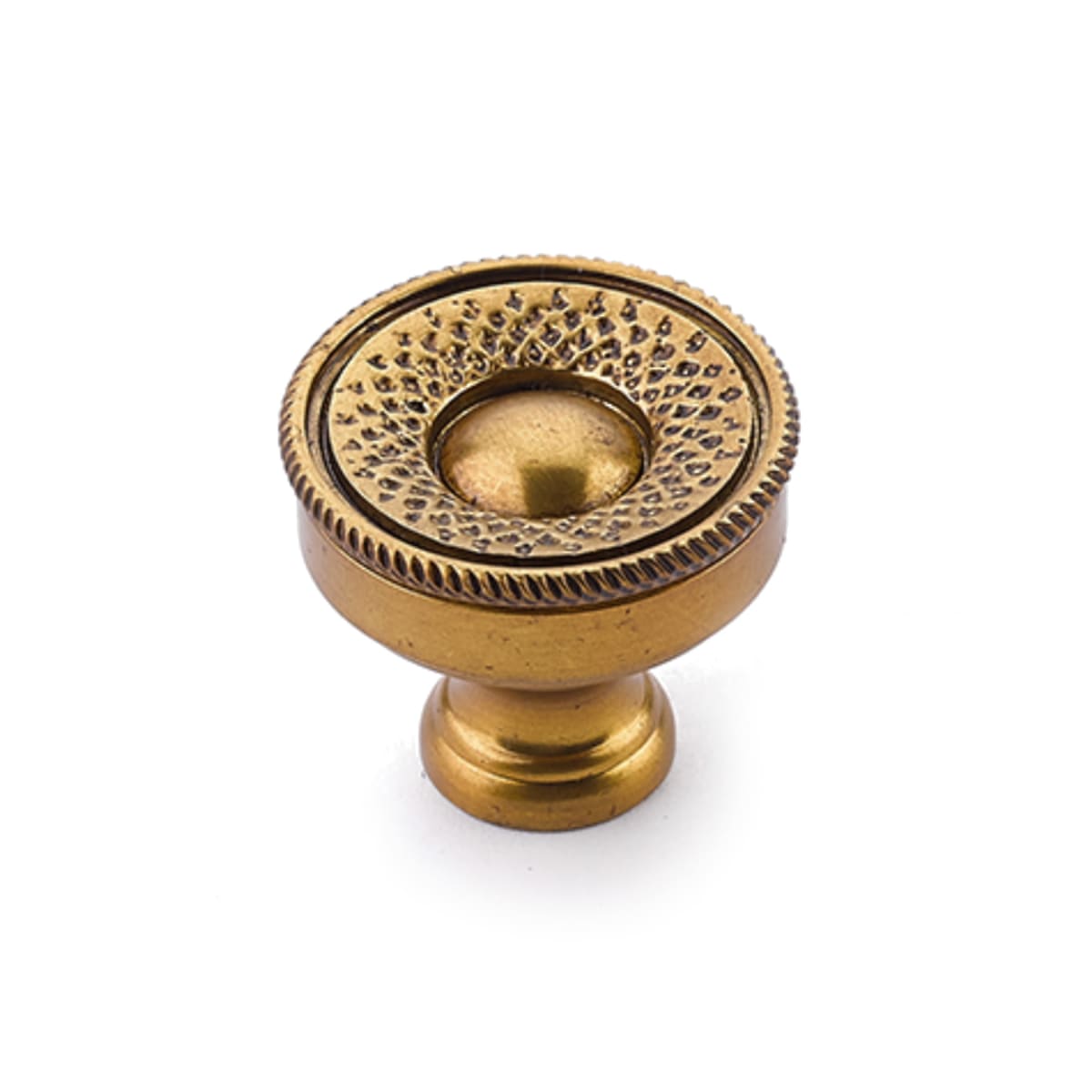 Schaub and Company - 927-PAR - Symphony - Sonata 1-1/4" Round Solid Brass Rope Edge Embossed Luxury Hand Crafted Cabinet / Drawer Knob in Paris Brass