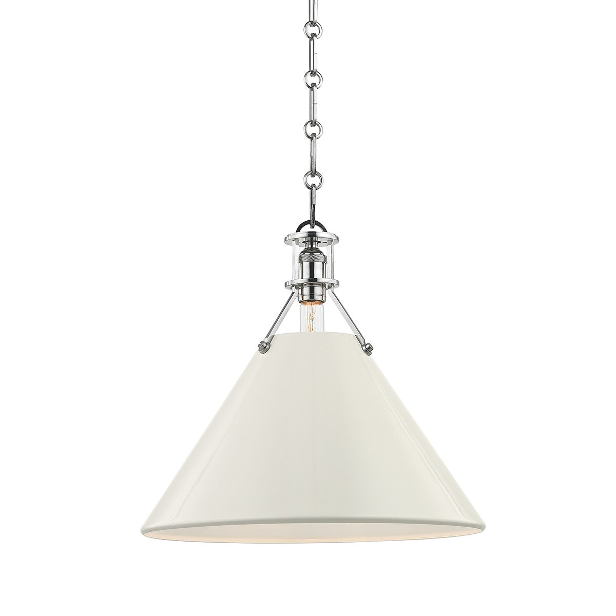Hudson Valley - MDS352-PN/OW - One Light Pendant - Painted No.2 - Polished Nickel/Off White