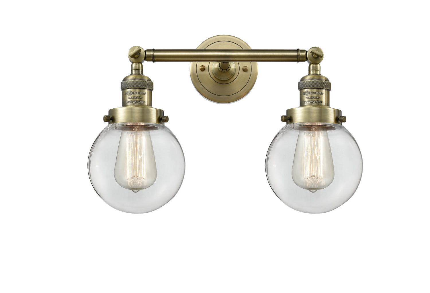 Innovations - 208-AB-G202-6 - Two Light Bath Vanity - Franklin Restoration - Antique Brass
