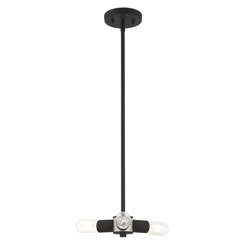 Livex Lighting - 51133-04 - Three Light Mini Chandelier - Copenhagen - Black w/ Brushed Nickels
