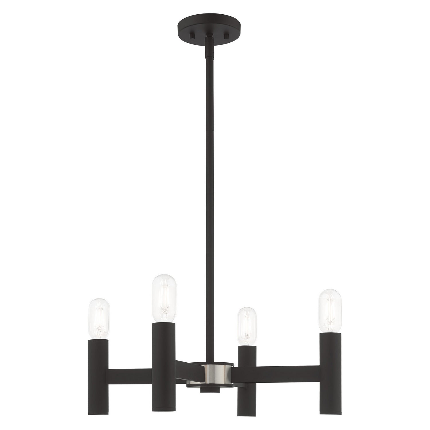 Livex Lighting - 51134-04 - Four Light Mini Chandelier - Copenhagen - Black w/ Brushed Nickels