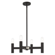 Livex Lighting - 51134-04 - Four Light Mini Chandelier - Copenhagen - Black w/ Brushed Nickels