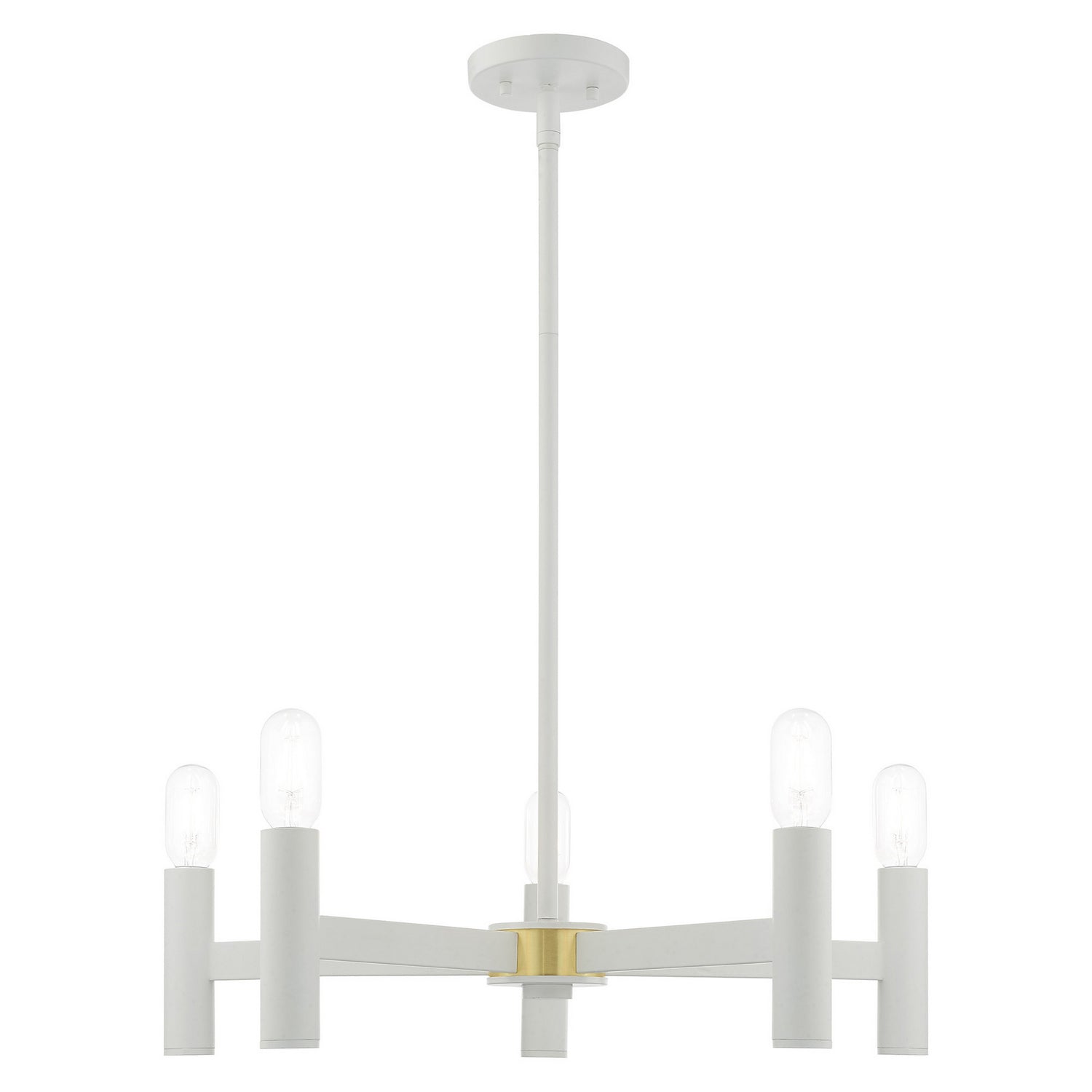 Livex Lighting - 51135-03 - Five Light Chandelier - Copenhagen - White w/ Satin Brasss