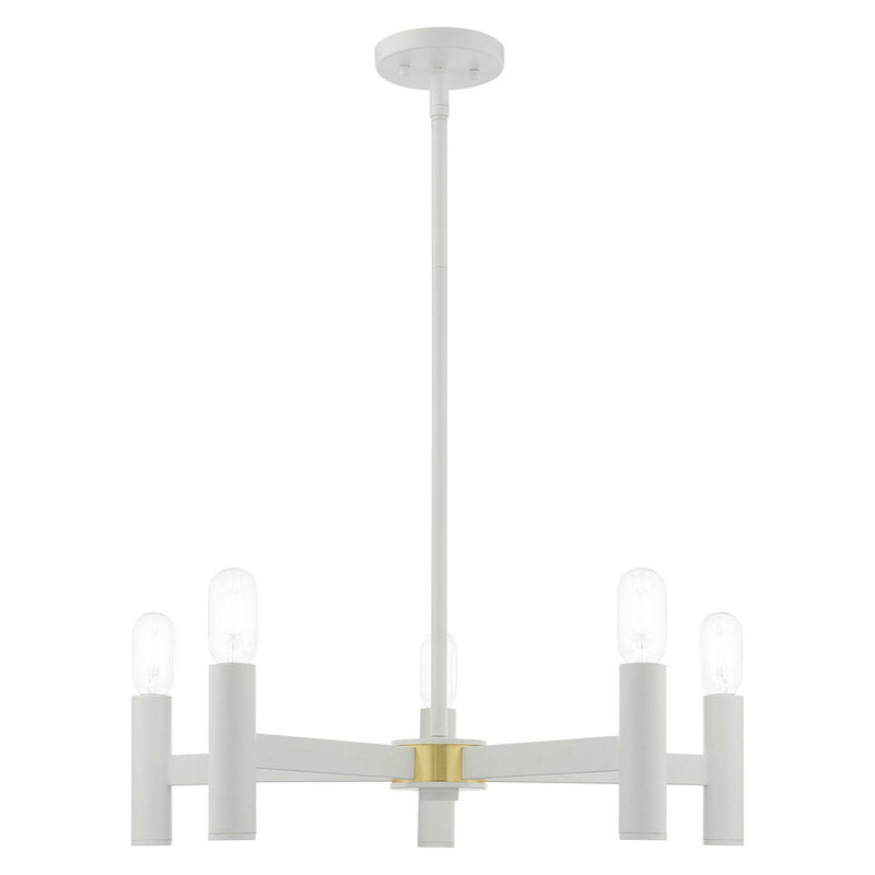 Livex Lighting - 51135-03 - Five Light Chandelier - Copenhagen - White w/ Satin Brasss