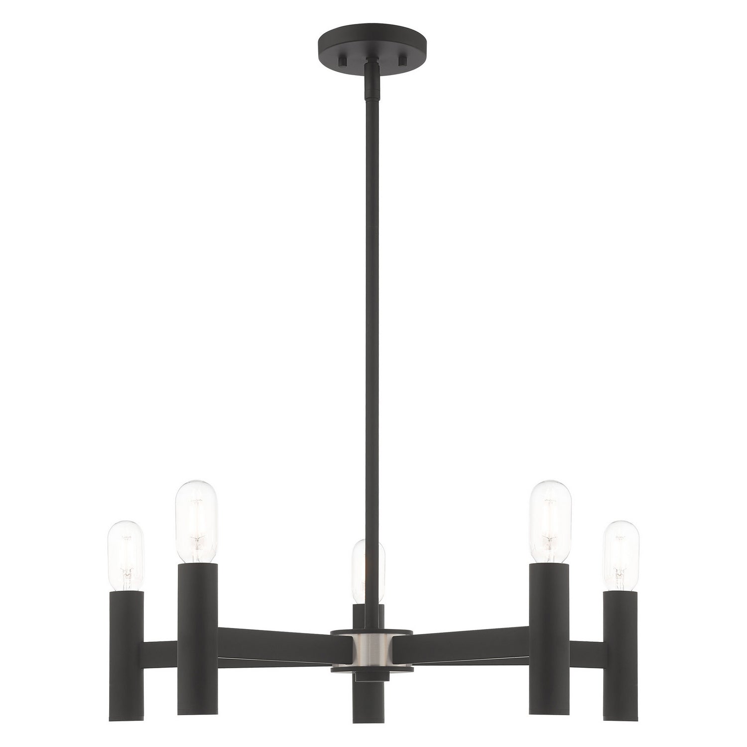 Livex Lighting - 51135-04 - Five Light Chandelier - Copenhagen - Black w/ Brushed Nickels