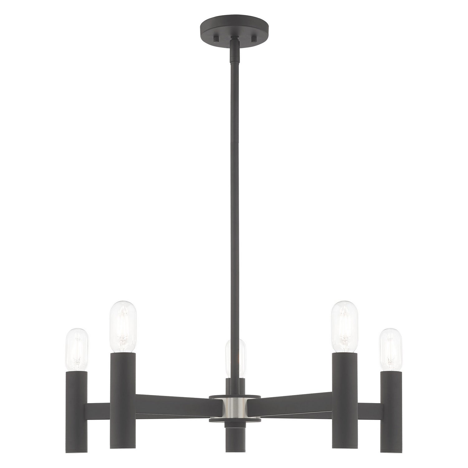 Livex Lighting - 51135-76 - Five Light Chandelier - Copenhagen - Scandinavian Gray w/ Brushed Nickels