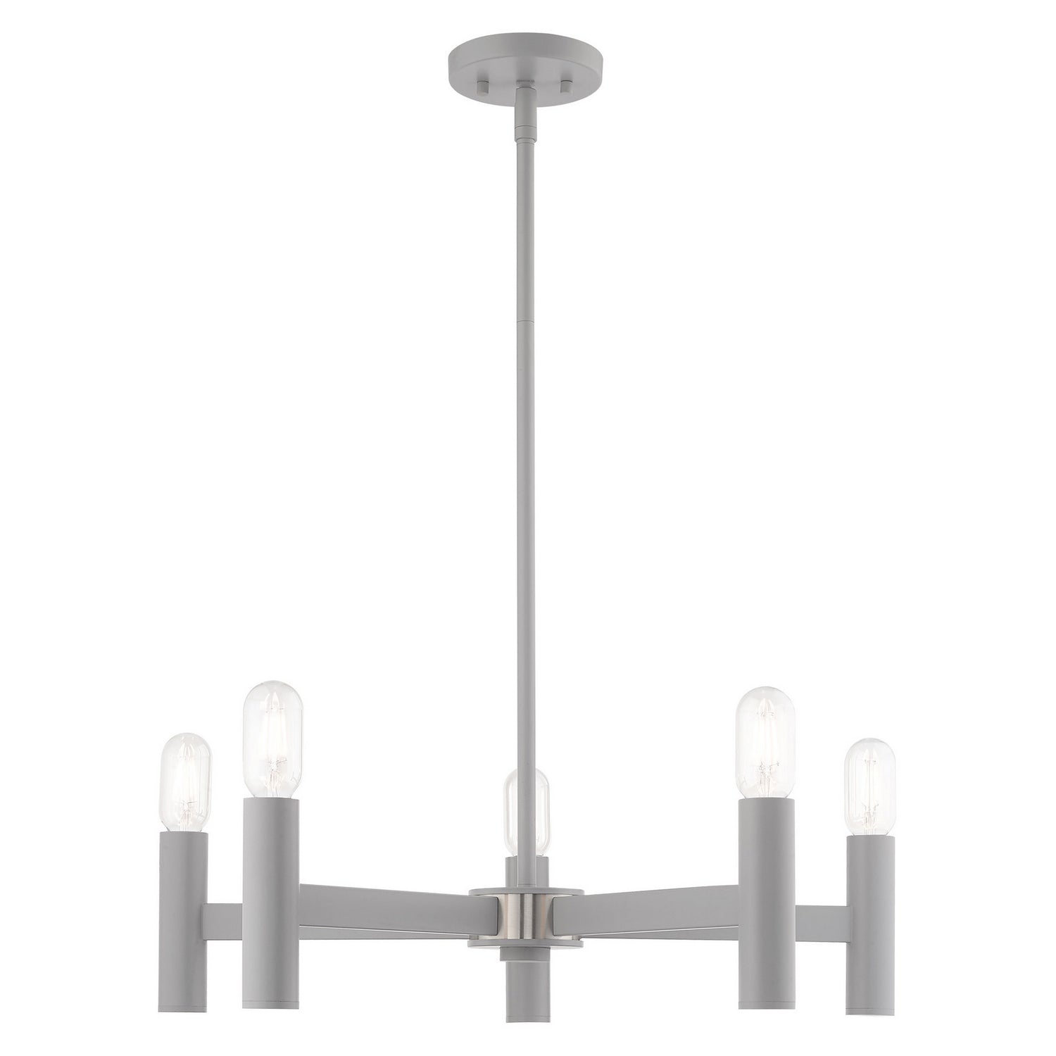 Livex Lighting - 51135-80 - Five Light Chandelier - Copenhagen - Nordic Gray w/ Brushed Nickels