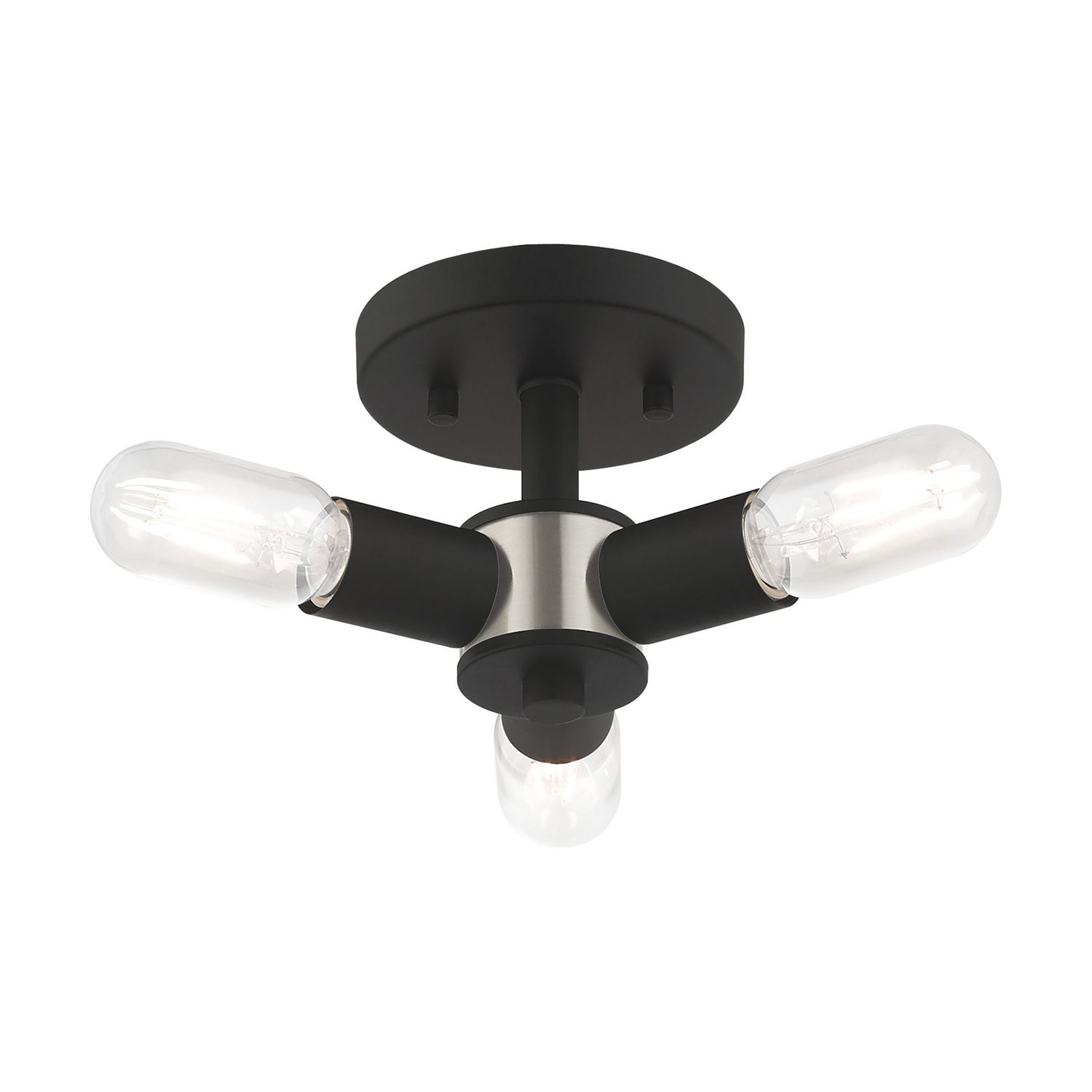 Livex Lighting - 51137-04 - Three Light Ceiling Mount - Copenhagen - Black w/ Brushed Nickels