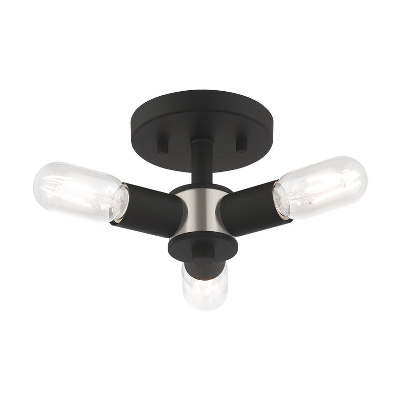 Livex Lighting - 51137-04 - Three Light Ceiling Mount - Copenhagen - Black w/ Brushed Nickels