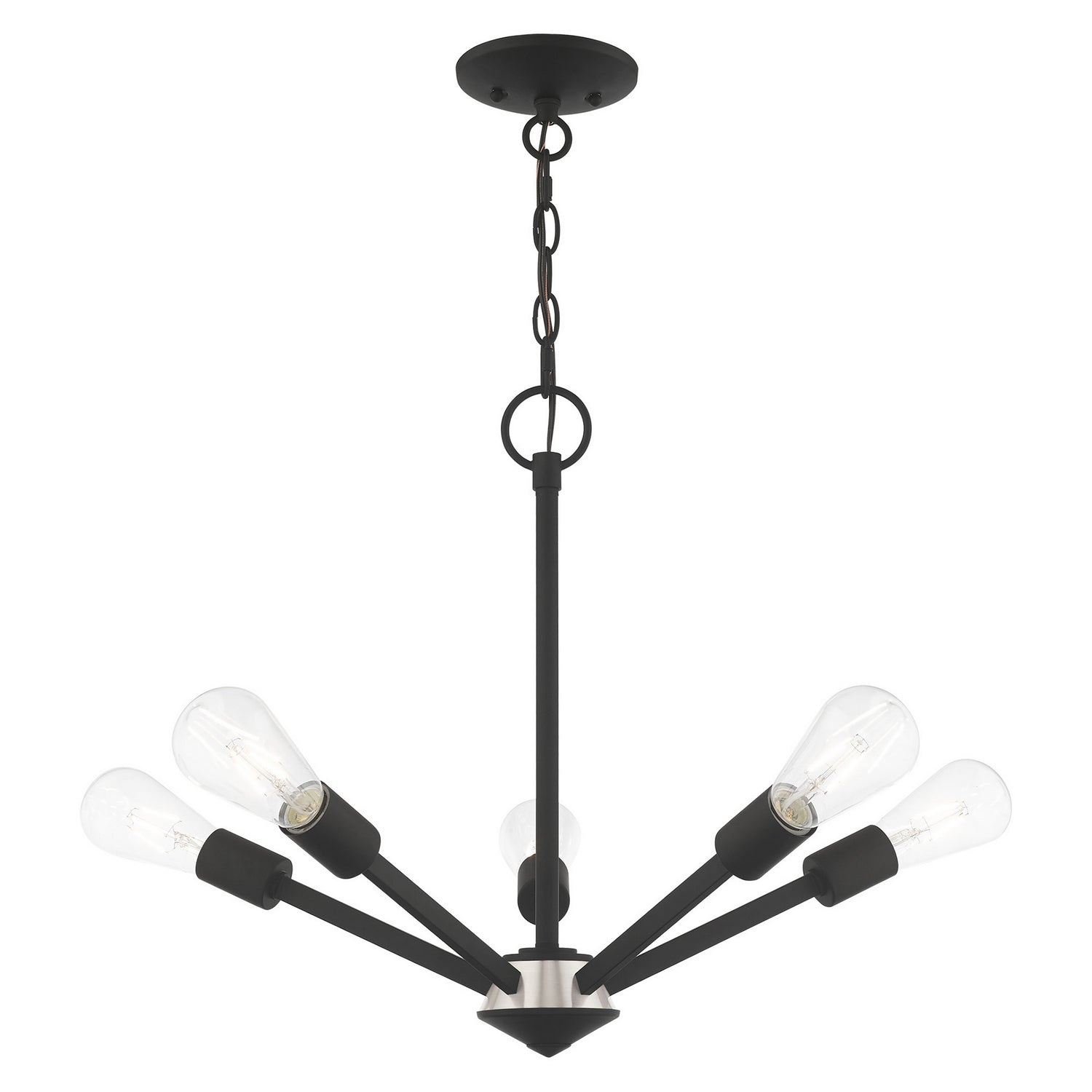 Livex Lighting - 51155-04 - Five Light Chandelier - Prague - Black w/ Brushed Nickel