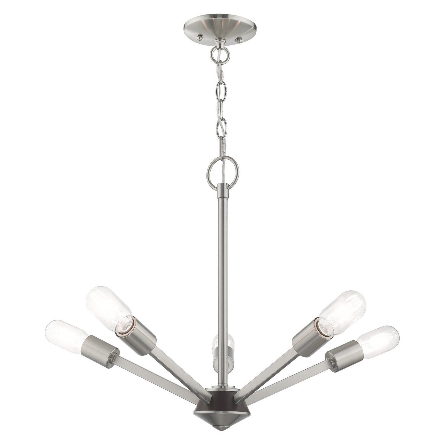 Livex Lighting - 51155-91 - Five Light Chandelier - Prague - Brushed Nickel w/ Black