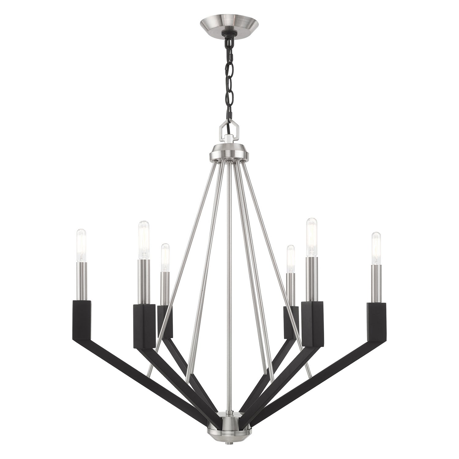 Livex Lighting - 51166-91 - Six Light Chandelier - Beckett - Brushed Nickel & Black