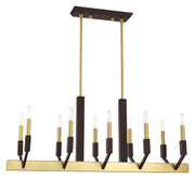 Livex Lighting - 51168-12 - Ten Light Linear Chandelier - Beckett - Satin Brass & Bronze