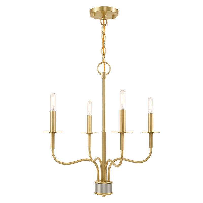 Livex Lighting - 51324-12 - Four Light Mini Chandelier - Lisbon - Satin Brass w/ Brushed Nickel