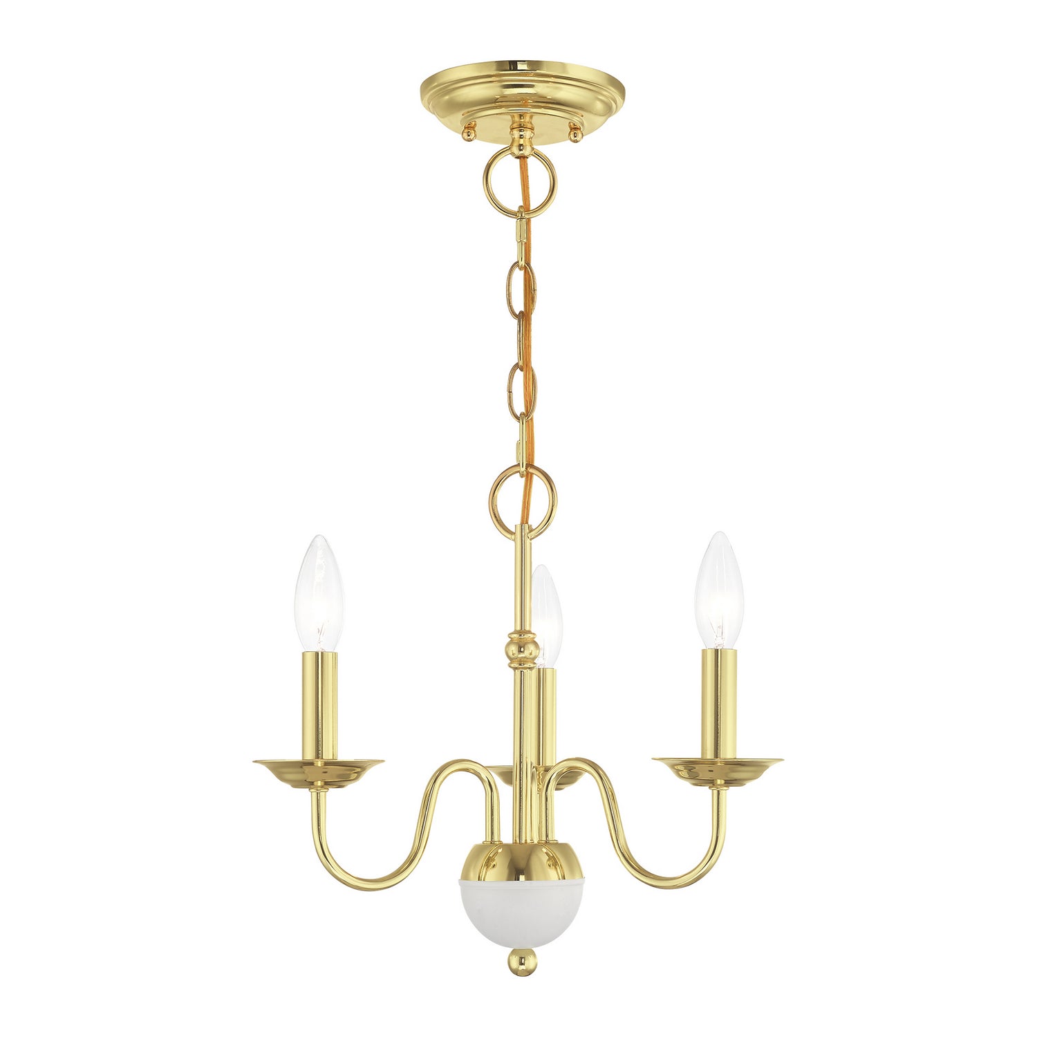 Livex Lighting - 52163-02 - Three Light Mini Chandelier - Windsor - Polished Brass w/ White